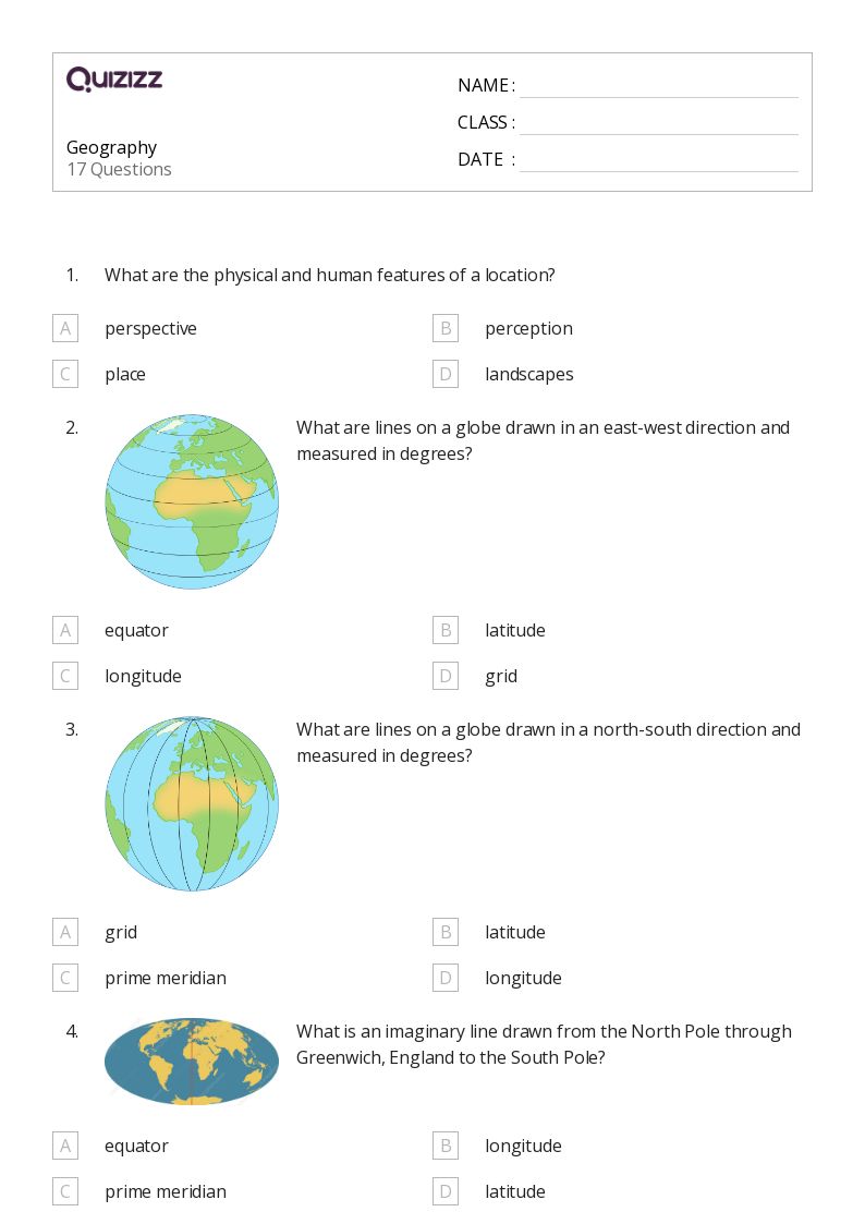 Geography - Printable Social-studies Worksheets Grade 7 - Quizizz