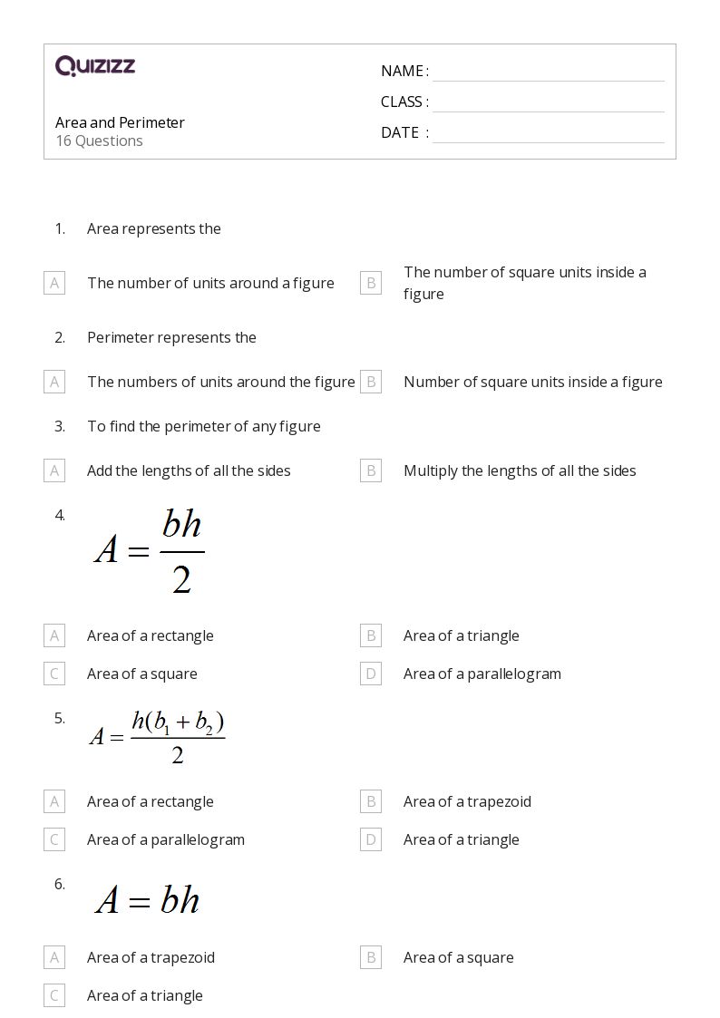 Area and Perimeter - Printable Area-and-perimeter Worksheets Grade 9 - Quizizz