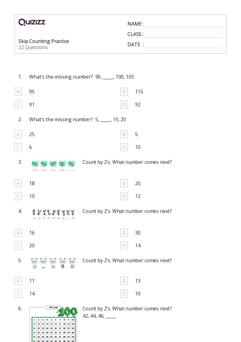 Skip Counting Practice - Printable Skip-counting Worksheets Grade 8 - Quizizz