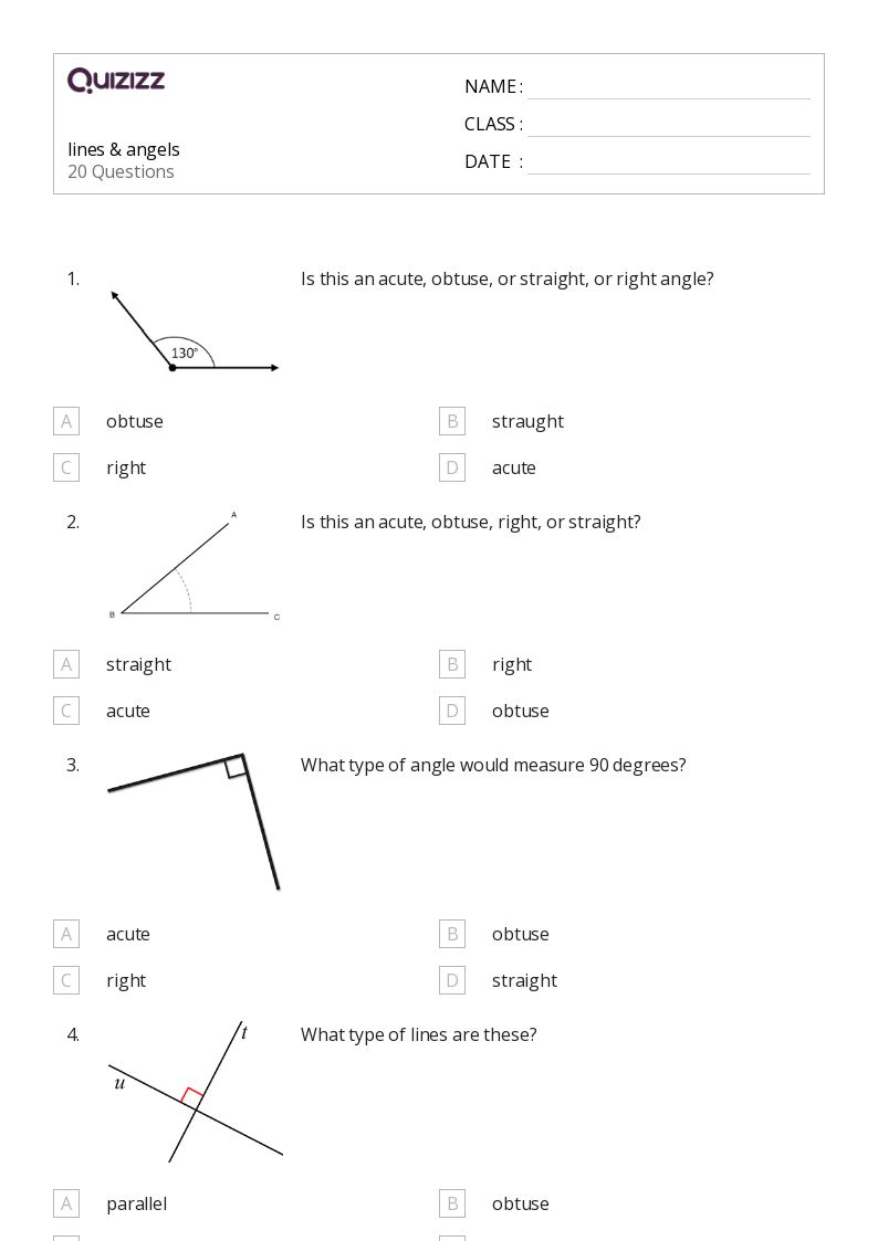 lines & angels - Printable Parallel-and-perpendicular-lines Worksheets Grade 5 - Quizizz