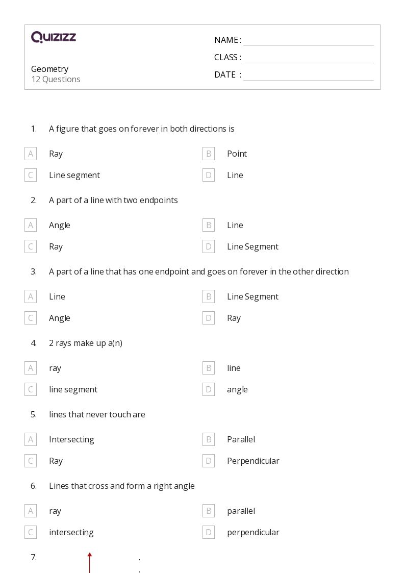 Geometry - Printable Parallel-and-perpendicular-lines Worksheets Grade 5 - Quizizz