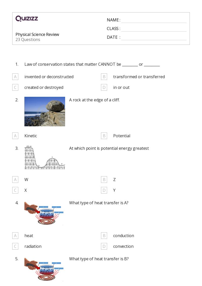 Physical Science Review - Printable Science Worksheets Year 8 - Quizizz