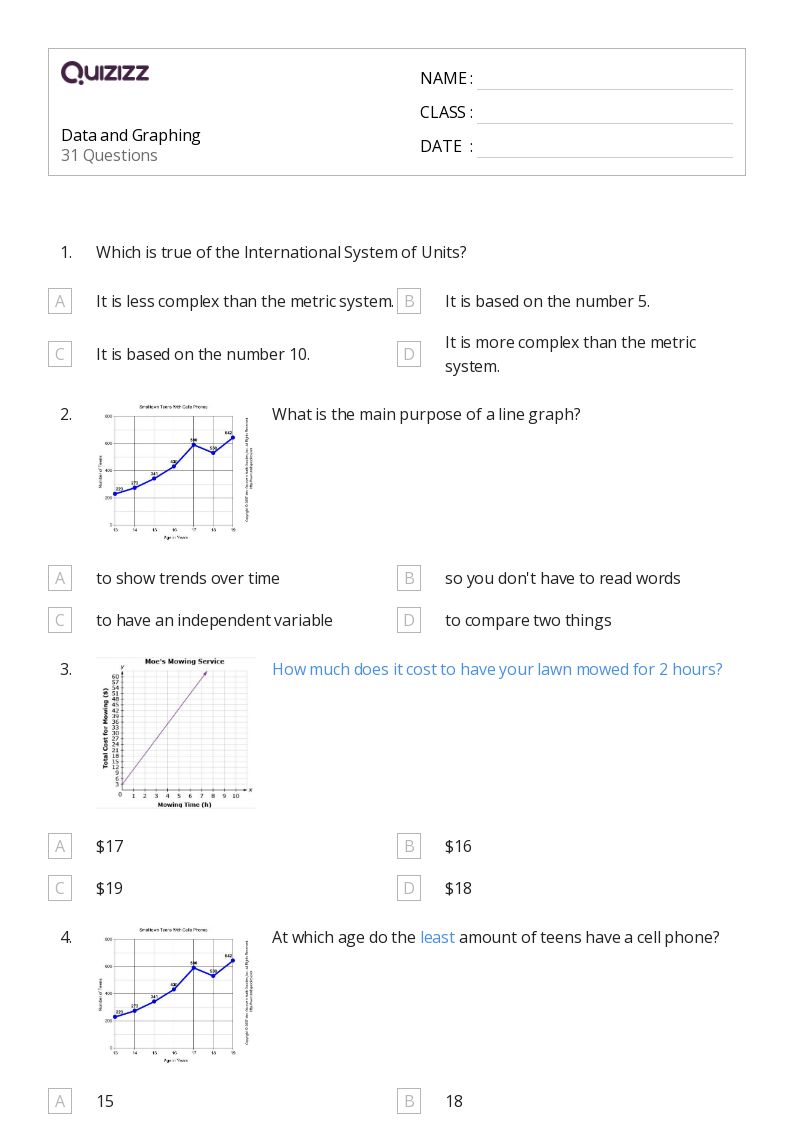 Data and Graphing - Printable Data-and-graphing Worksheets Grade 8 - Quizizz