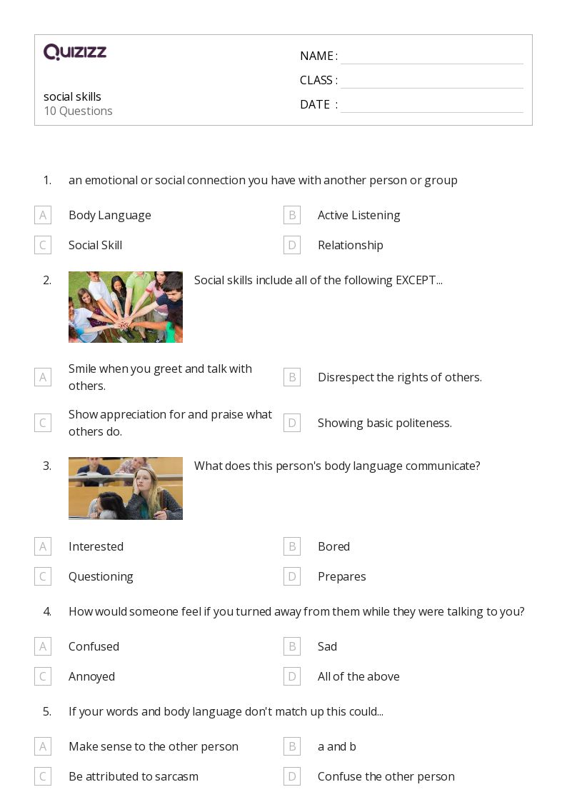 social skills - Printable Social-studies Worksheets Grade 7 - Quizizz