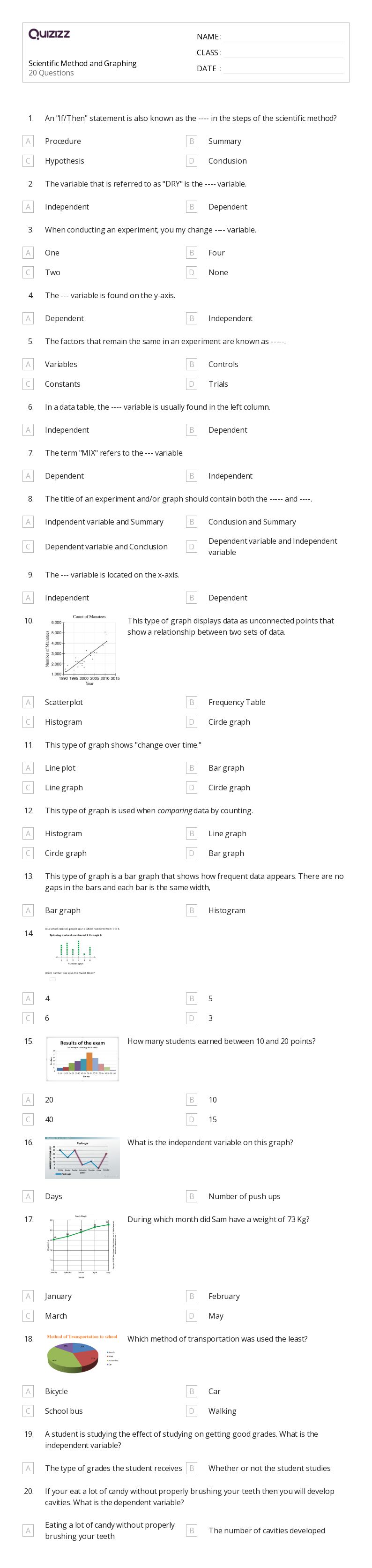 Scientific Method and Graphing - Printable Data-and-graphing Worksheets Grade 8 - Quizizz