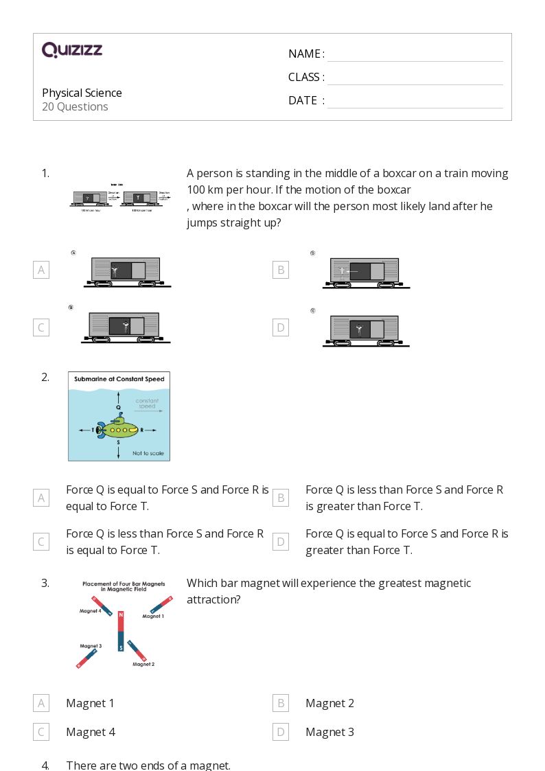 Physical Science - Printable Science Worksheets Year 8 - Quizizz