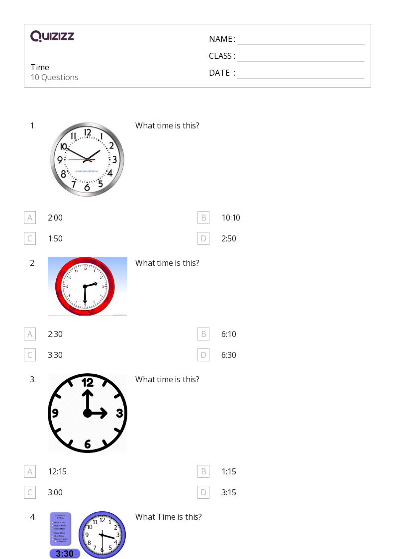 Time - Printable Time Worksheets Class 1 - Quizizz