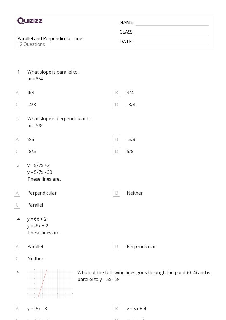 Parallel and Perpendicular Lines - Printable Parallel-and-perpendicular-lines Worksheets Grade 5 - Quizizz