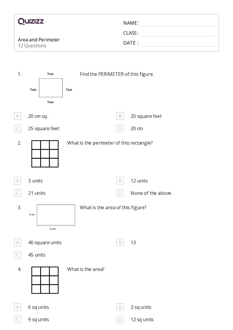 Area and Perimeter - Printable Area-and-perimeter Worksheets Grade 9 - Quizizz