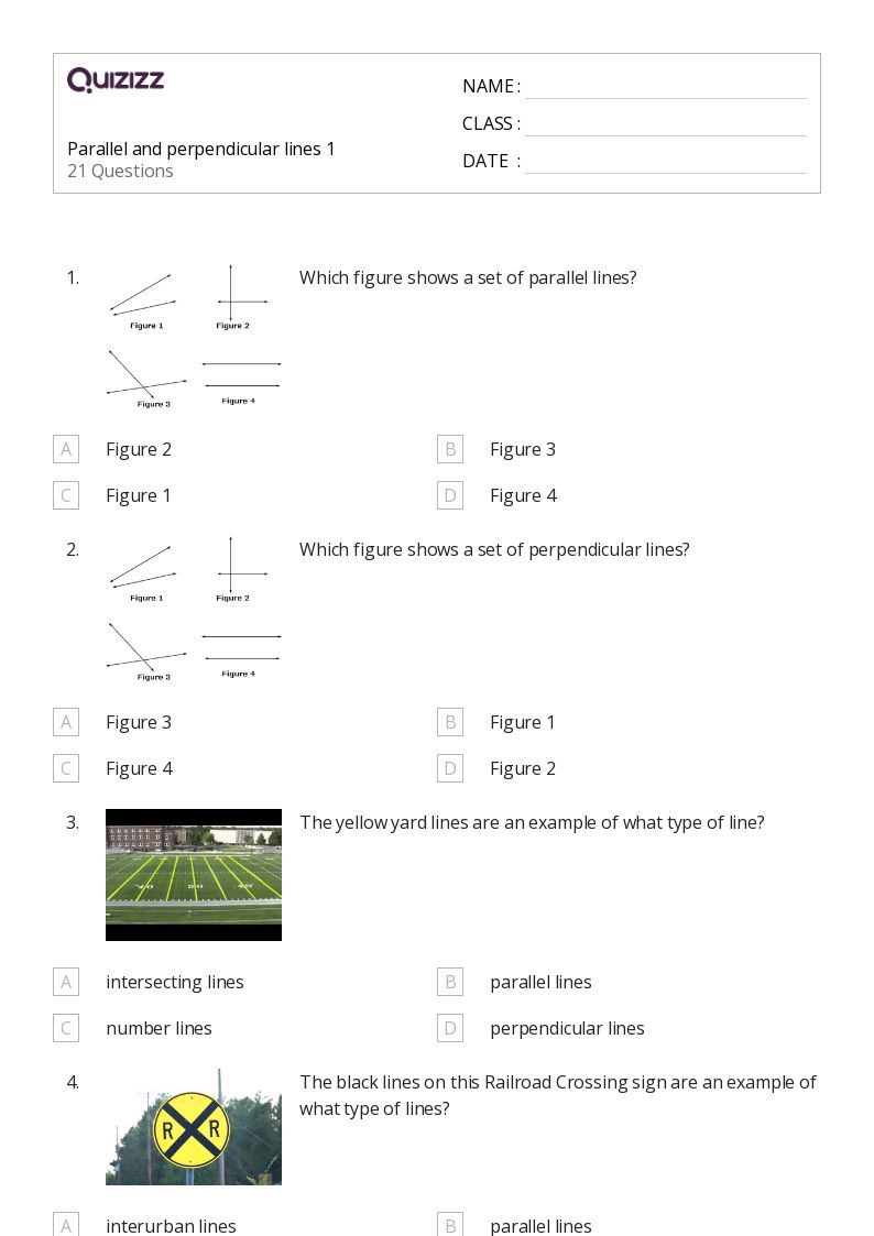 Parallel and perpendicular lines 1 - Printable Parallel-and-perpendicular-lines Worksheets Grade 5 - Quizizz