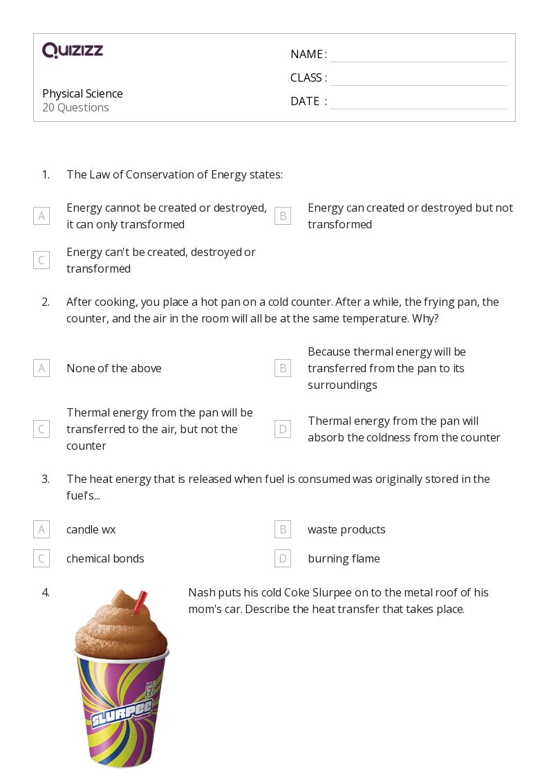 Physical Science - Printable Science Worksheets Year 8 - Quizizz