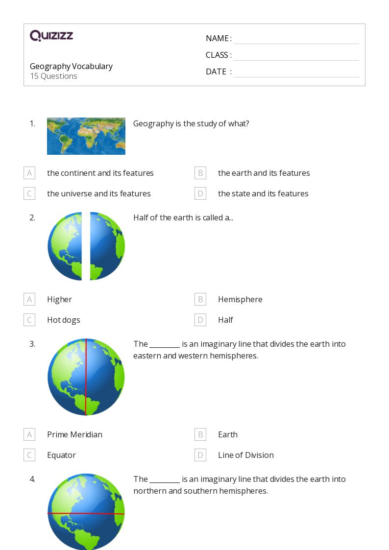 Geography Vocabulary - Printable Social-studies Worksheets Grade 7 - Quizizz