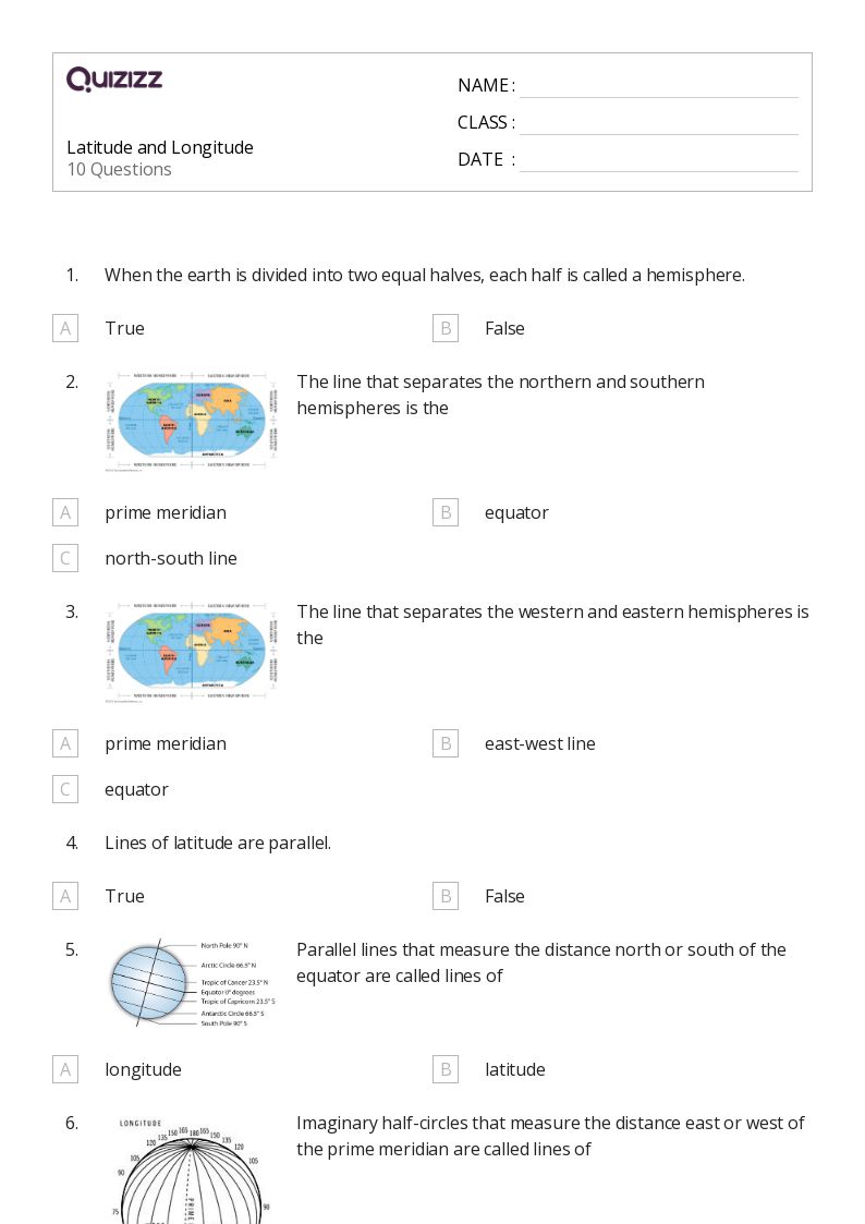 Latitude and Longitude - Printable Graphing-points-on-a-coordinate-plane Worksheets Grade 3 - Quizizz