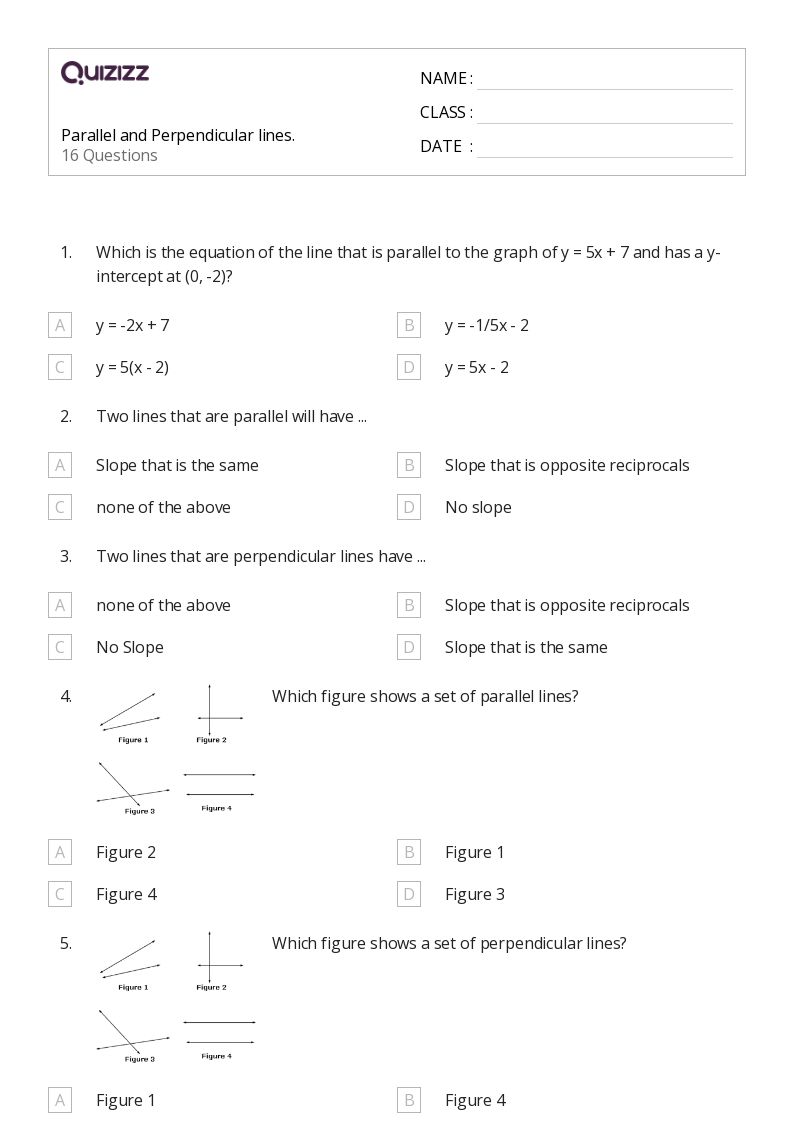 Parallel and Perpendicular lines. - Printable Parallel-and-perpendicular-lines Worksheets Grade 5 - Quizizz