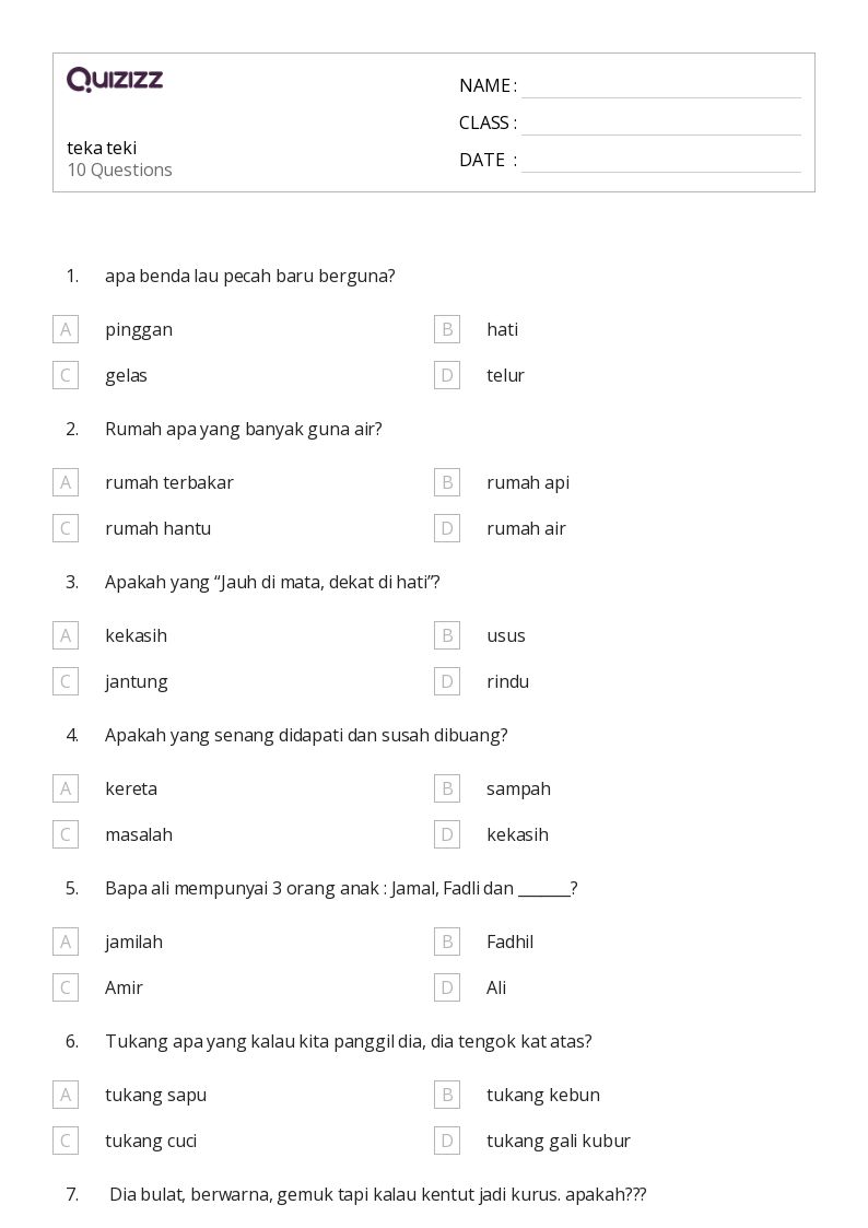 teka teki - Dapat dicetak Teka-teki-matematika Lembar-kerja - Quizizz