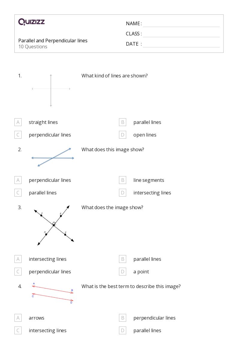 Parallel and Perpendicular lines - Printable Parallel-and-perpendicular-lines Worksheets Grade 5 - Quizizz