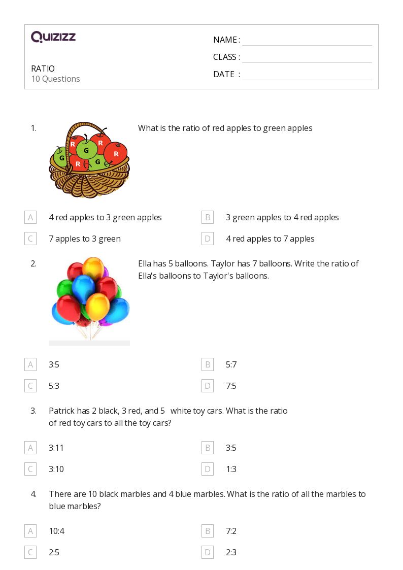 RATIO - Dapat dicetak Persen-rasio-dan-tarif Lembar-kerja Kelas 5 - Quizizz