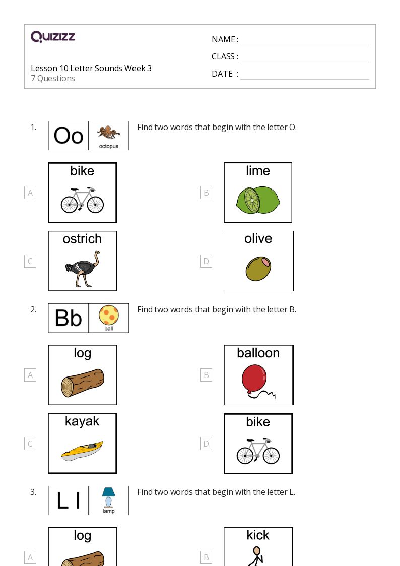 Lesson 10 Letter Sounds Week 3 - Printable Letter-sounds Worksheets Grade 3 - Quizizz