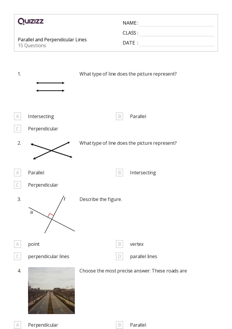 Parallel and Perpendicular Lines - Printable Parallel-and-perpendicular-lines Worksheets Grade 5 - Quizizz