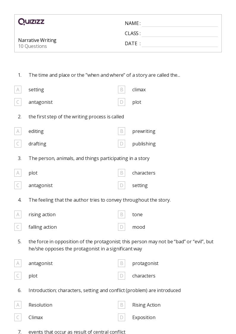 Narrative Writing - Printable Class 1 Worksheets - Quizizz