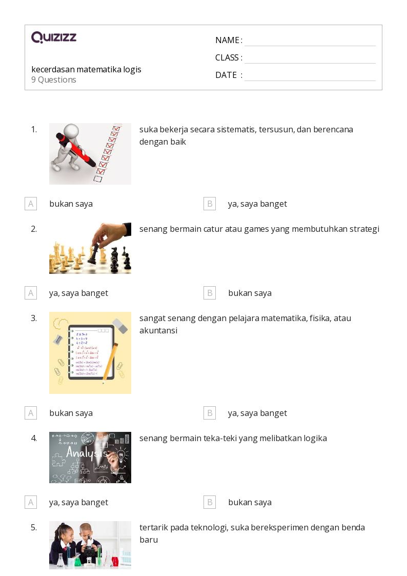 kecerdasan matematika logis - Dapat dicetak Teka-teki-matematika Lembar-kerja - Quizizz