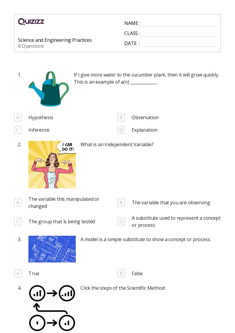 Science and Engineering Practices - Printable Science Worksheets Year 8 - Quizizz