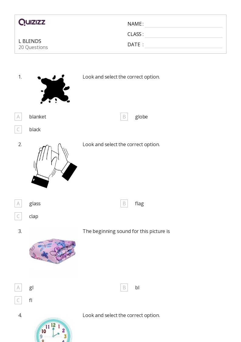 L BLENDS - Printable Blend-charts Worksheets Grade 3 - Quizizz