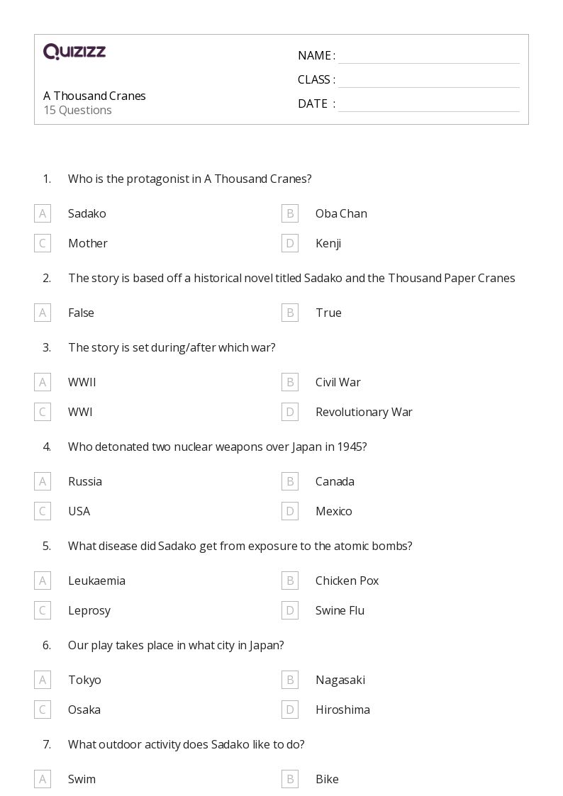 A Thousand Cranes - Printable Skip-counting Worksheets Grade 8 - Quizizz