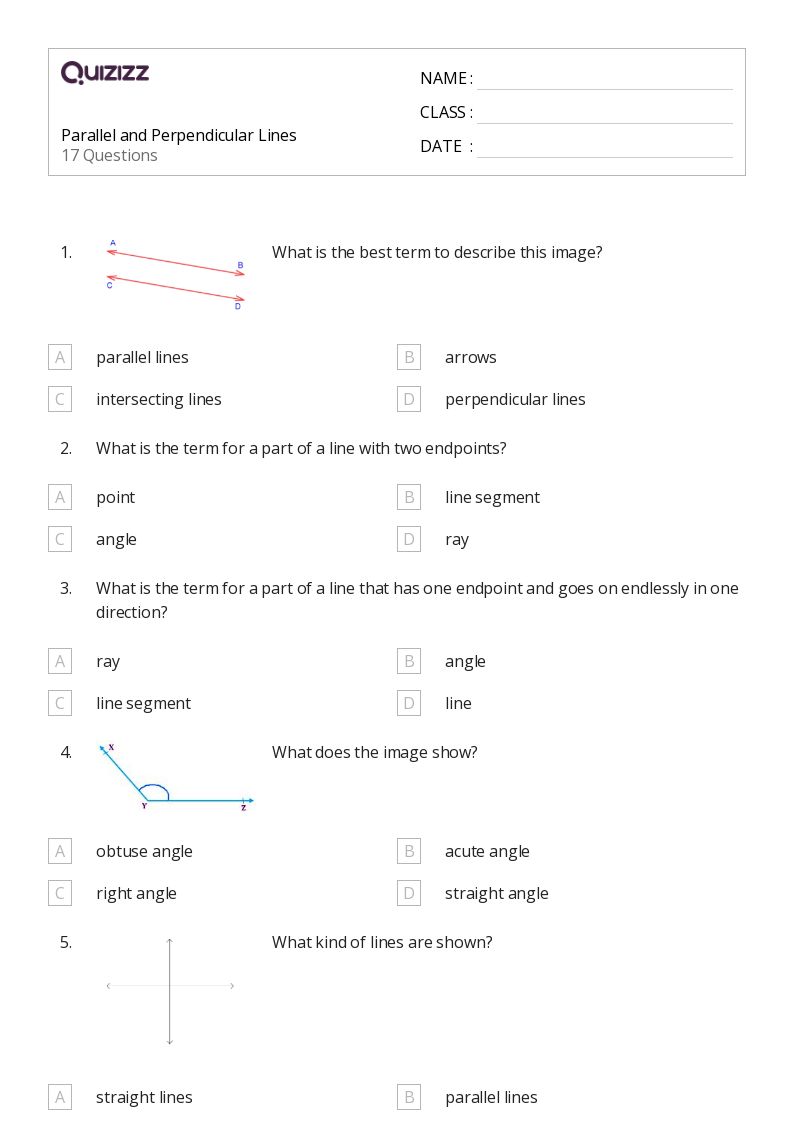 Parallel and Perpendicular Lines - Printable Parallel-and-perpendicular-lines Worksheets Grade 5 - Quizizz