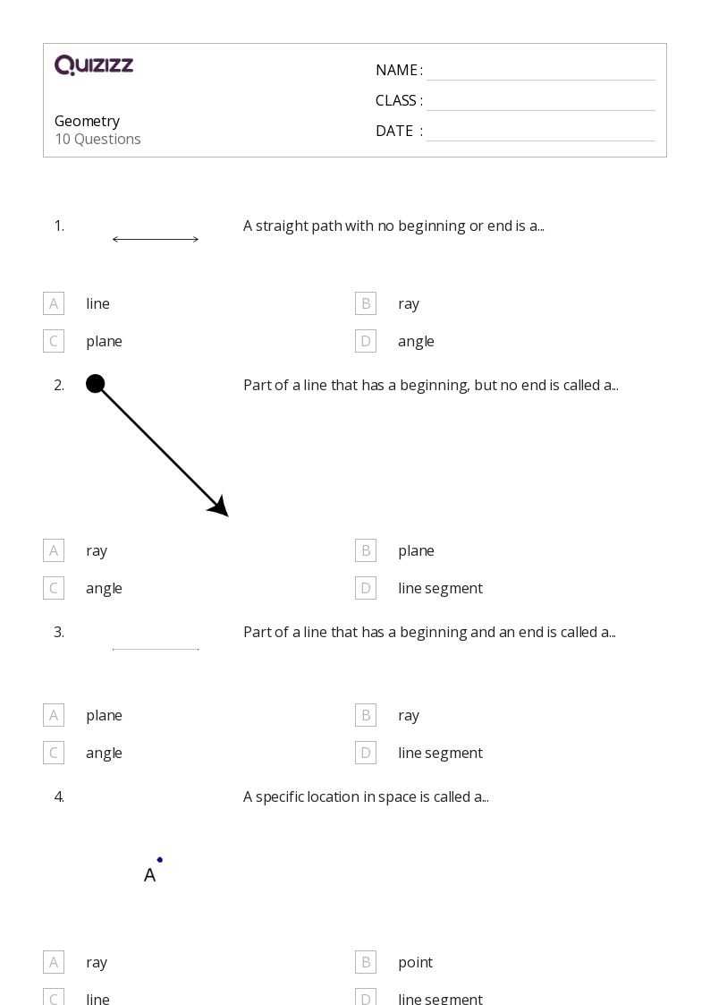 Geometry - Printable Class 1 Worksheets - Quizizz