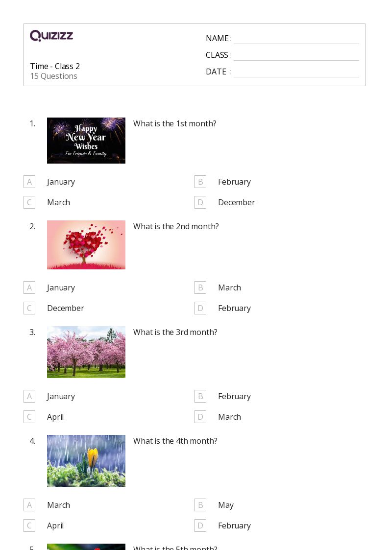 Time - Class 2 - Printable Time Worksheets Class 1 - Quizizz
