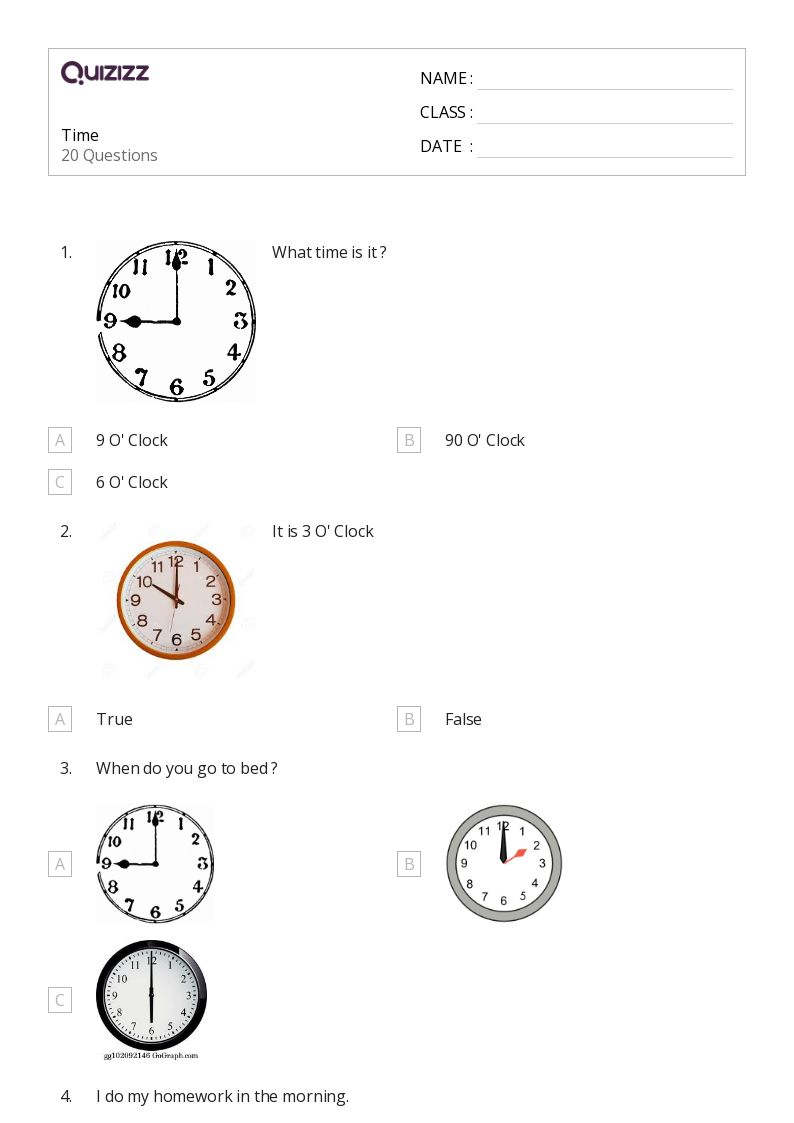 Time - Printable Time Worksheets Class 1 - Quizizz