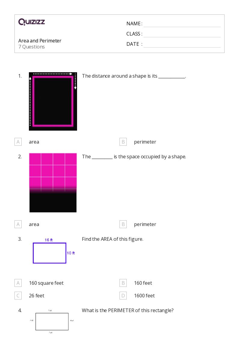 Area and Perimeter - Printable Area-and-perimeter Worksheets Grade 9 - Quizizz