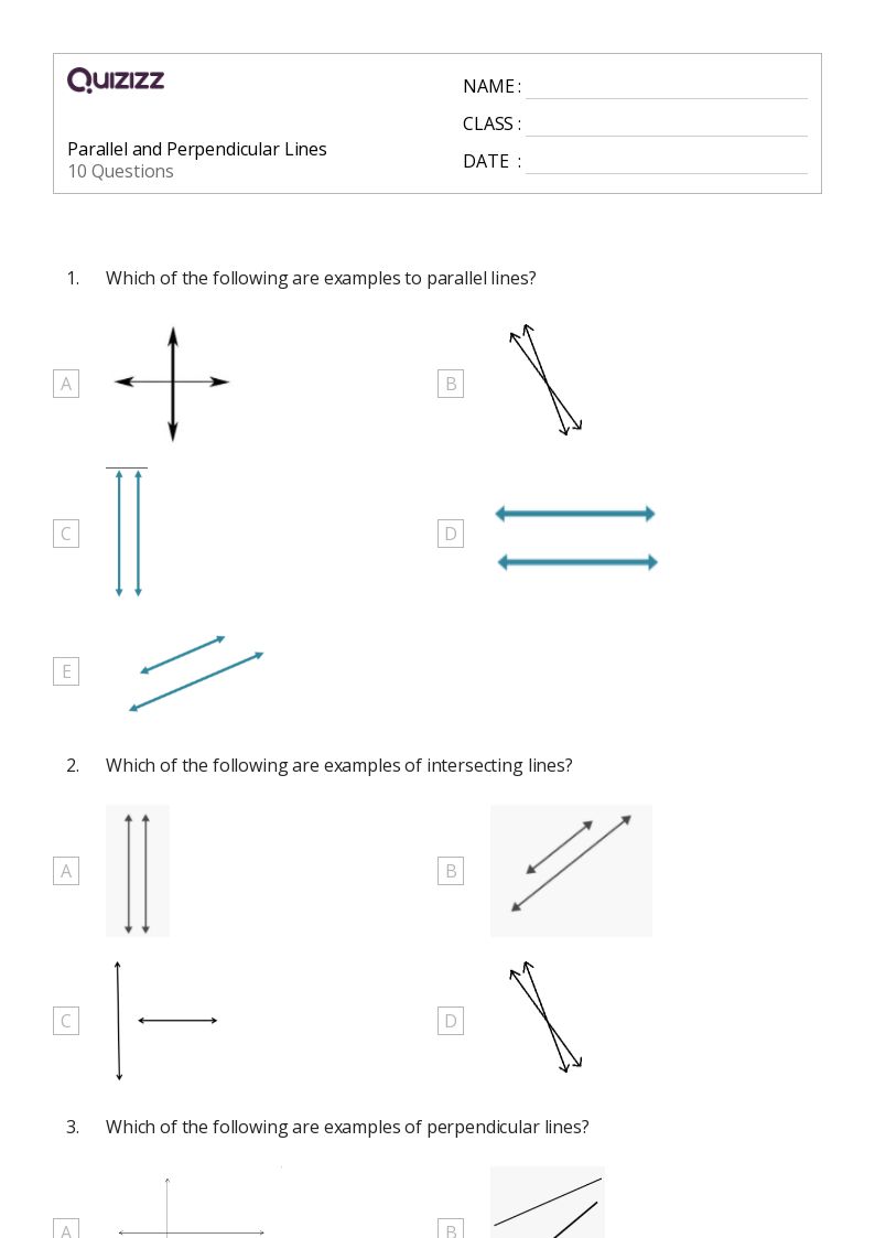 Parallel and Perpendicular Lines - Printable Parallel-and-perpendicular-lines Worksheets Grade 5 - Quizizz