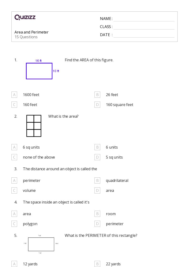 Area and Perimeter - Printable Area-and-perimeter Worksheets Grade 9 - Quizizz