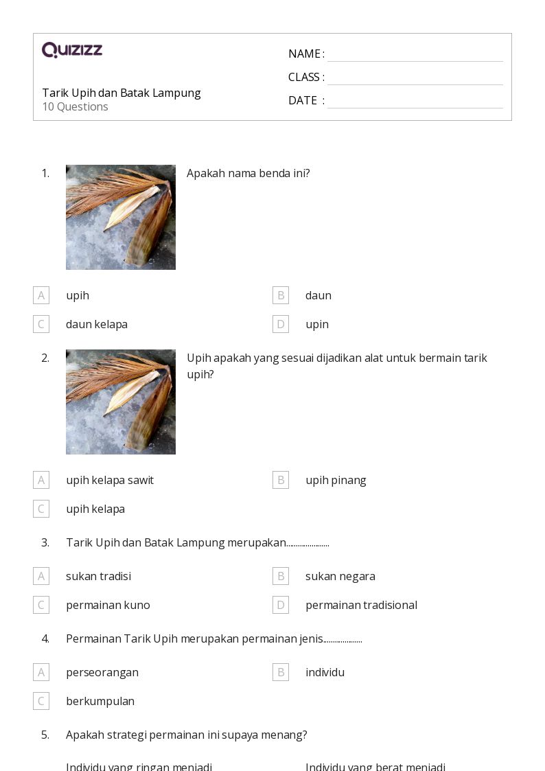 Tarik Upih dan Batak Lampung - Dapat dicetak Persen-rasio-dan-tarif Lembar-kerja Kelas 3 - Quizizz