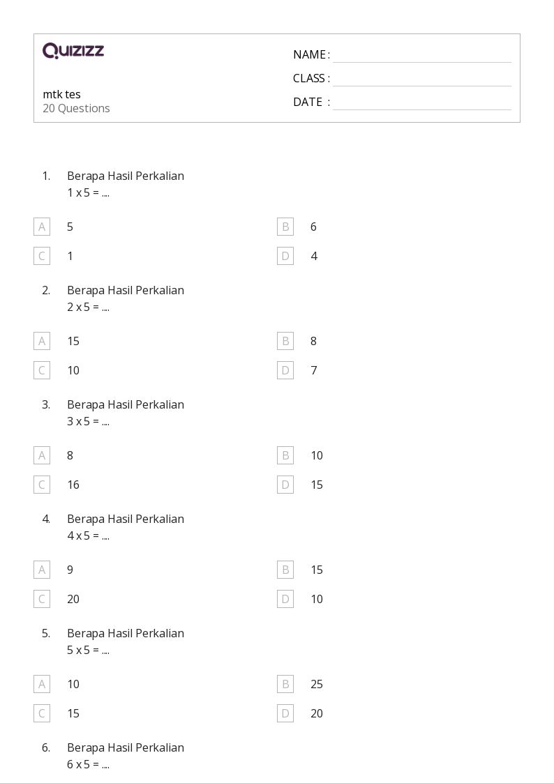 mtk tes - Dapat dicetak Sifat-perkalian Lembar-kerja - Quizizz