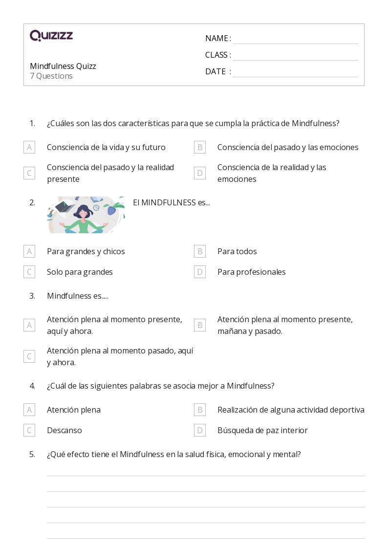 Mindfulness Quizz - Printable Class 1 Worksheets - Quizizz