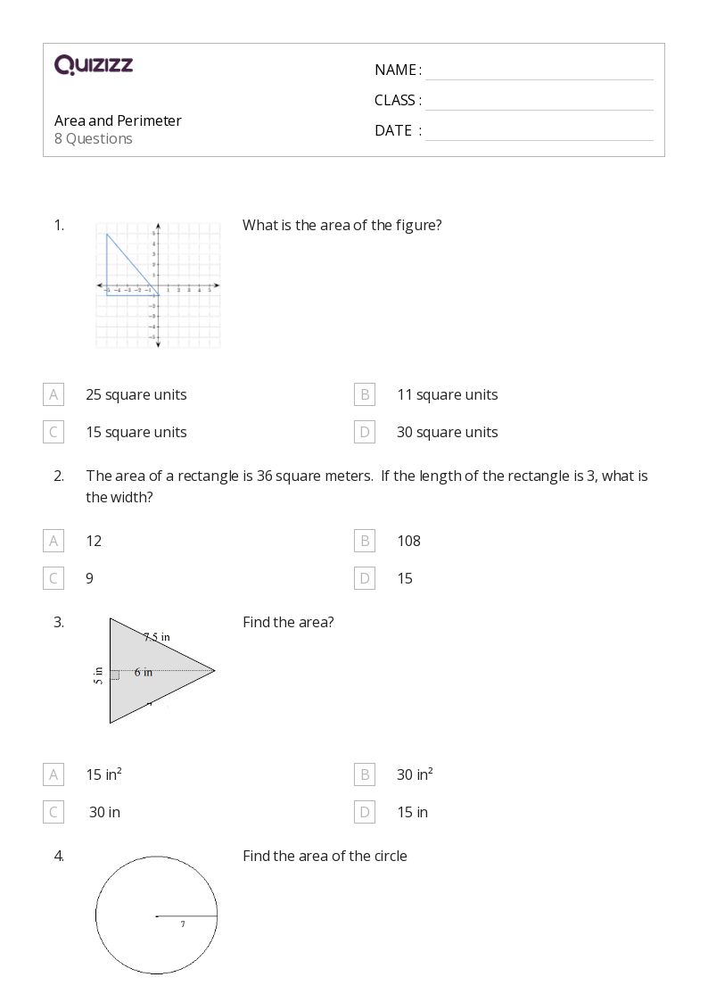 Area and Perimeter - Printable Area-and-perimeter Worksheets Grade 9 - Quizizz