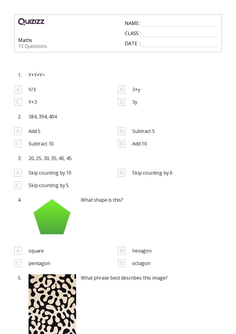 Maths - Printable Skip-counting Worksheets Grade 8 - Quizizz