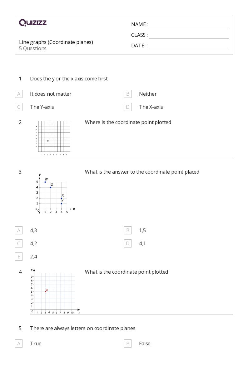 Line graphs  (Coordinate planes) - Printable Graphing-points-on-a-coordinate-plane Worksheets Grade 3 - Quizizz