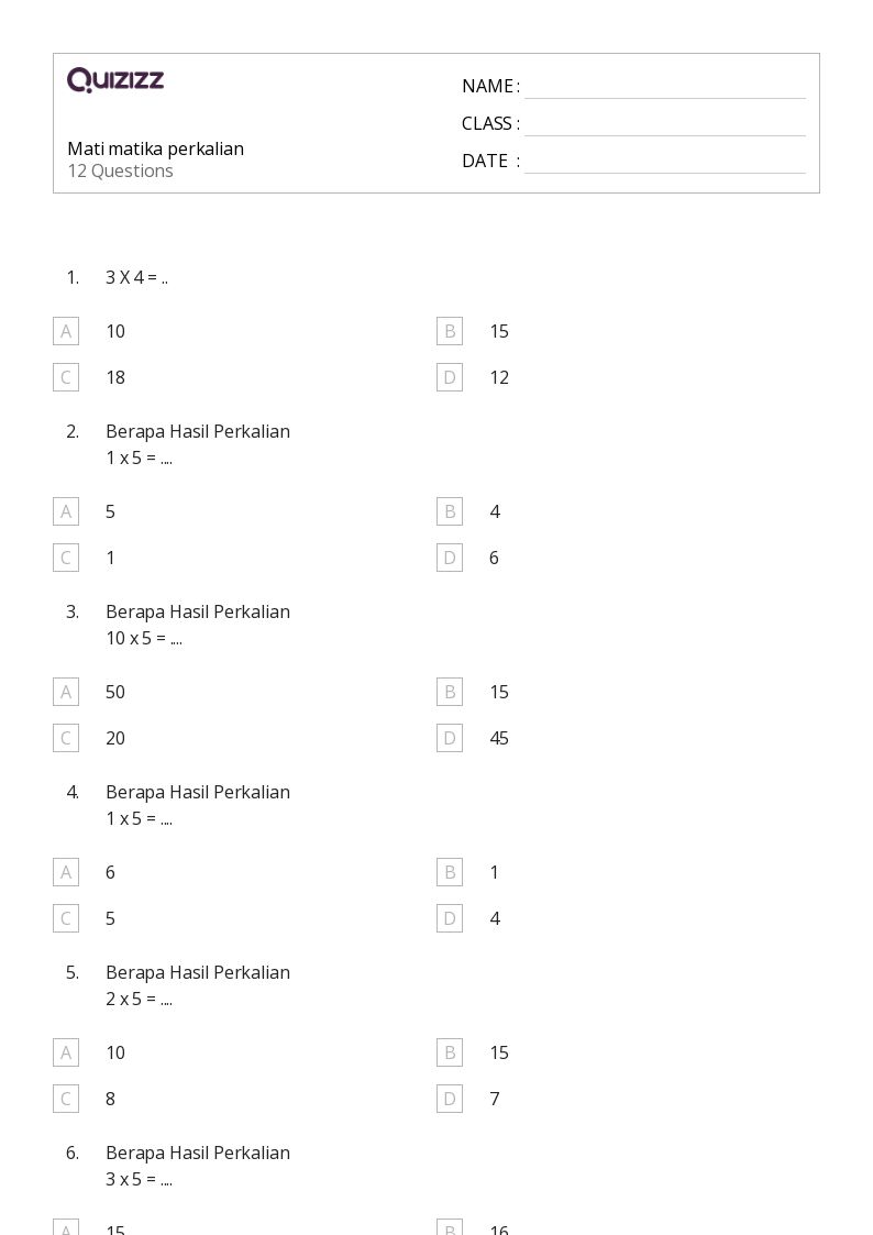 Mati matika perkalian - Dapat dicetak Sifat-perkalian Lembar-kerja - Quizizz