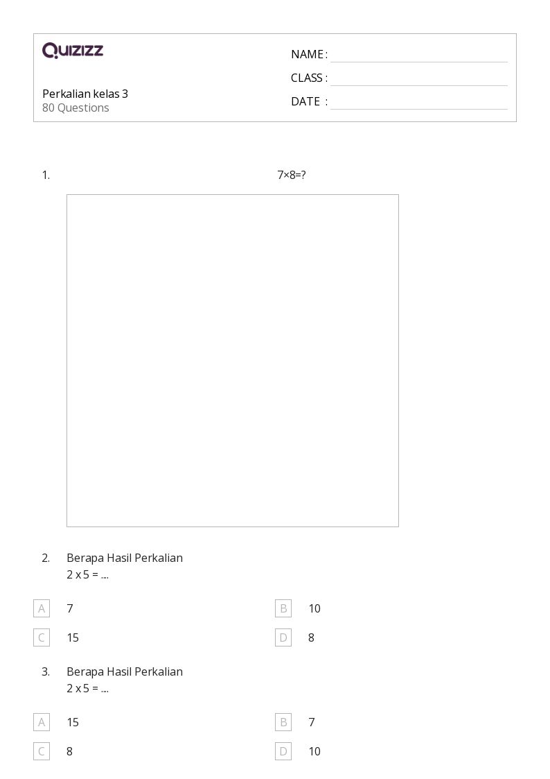 Perkalian kelas 3 - Dapat dicetak Sifat-perkalian Lembar-kerja Kelas 3 - Quizizz