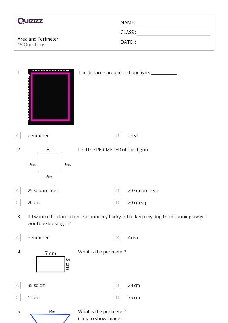 Area and Perimeter - Printable Area-and-perimeter Worksheets Grade 9 - Quizizz