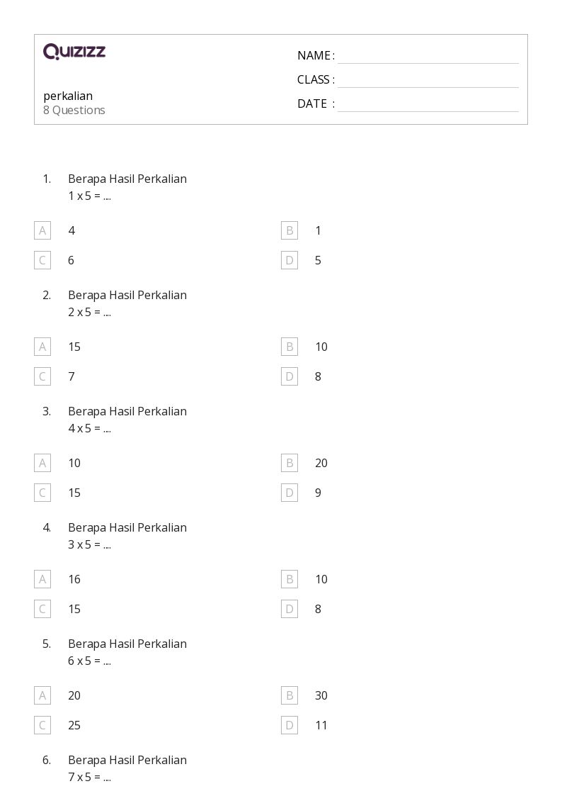 perkalian - Dapat dicetak Sifat-perkalian Lembar-kerja - Quizizz