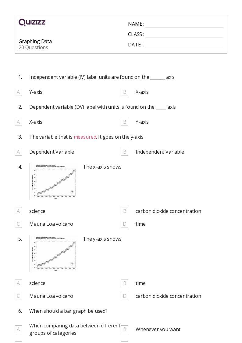 Graphing Data - Printable Data-and-graphing Worksheets Grade 8 - Quizizz