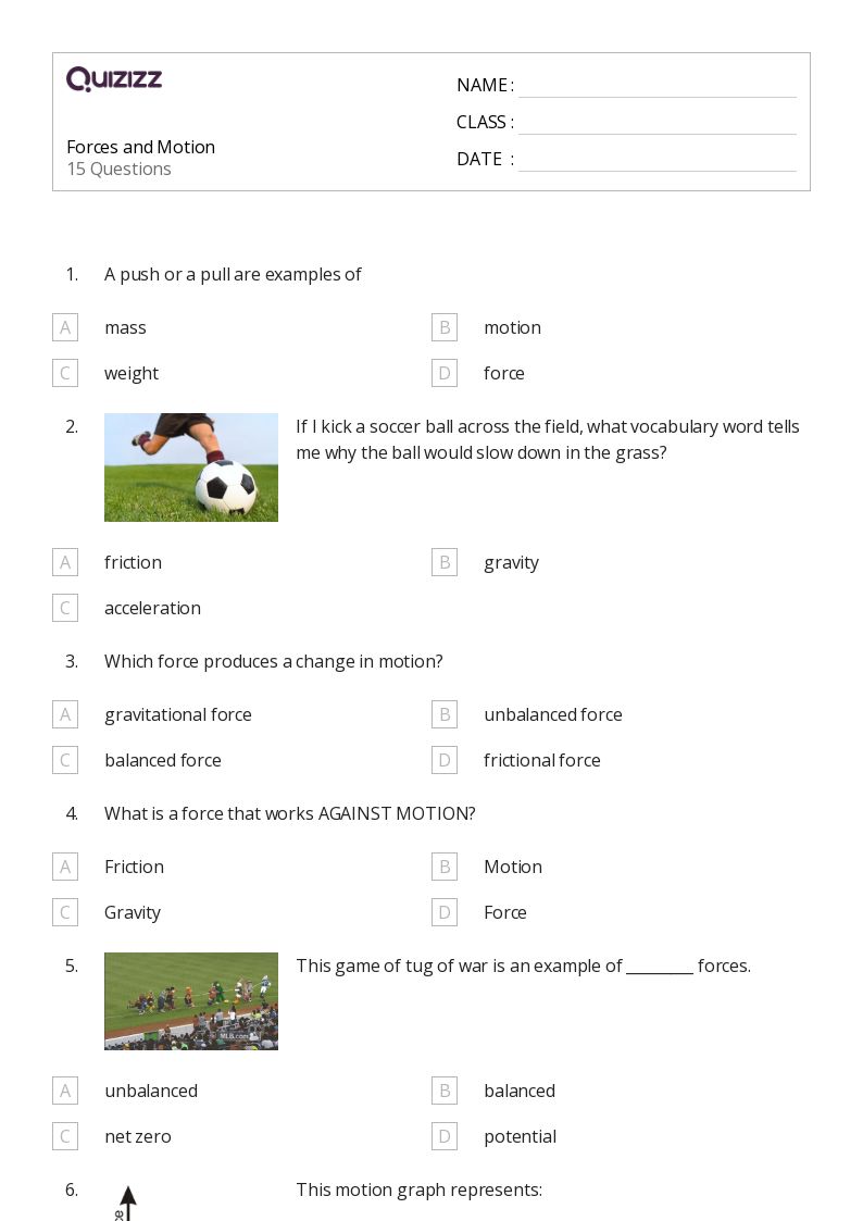 Forces and Motion - Imprimible Forces-and-motion Worksheets - Quizizz