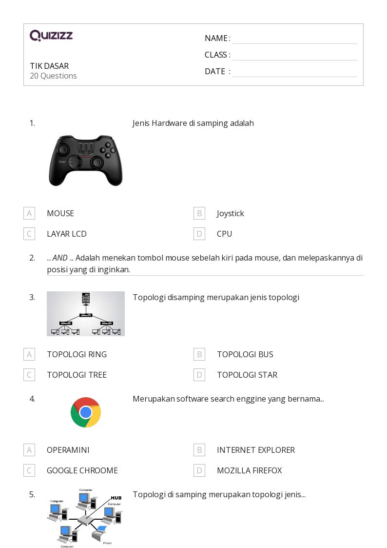 TIK DASAR - Dapat dicetak Dasar Lembar-kerja - Quizizz