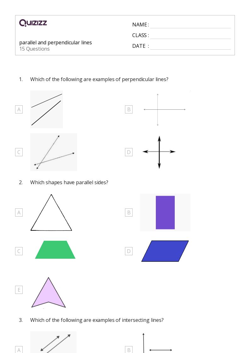 parallel and perpendicular lines - Printable Parallel-and-perpendicular-lines Worksheets Grade 5 - Quizizz