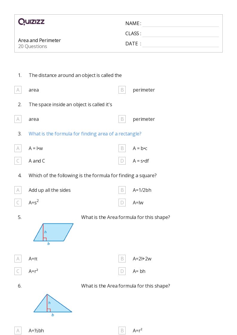 Area and Perimeter - Printable Area-and-perimeter Worksheets Grade 9 - Quizizz